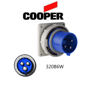 Cooper 320B6W Inlet -  20A, 250V 2-Pole / 3-Wire, IEC60309