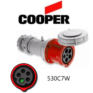 Cooper 530C7W Connector -  30A, 480V 4-Pole / 5-Wire, IEC60309