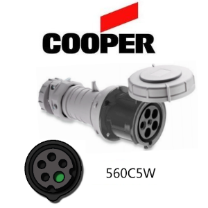 Cooper 560C5W Connector -  60A, 600V, 4-Pole / 5-Wire, IEC60309