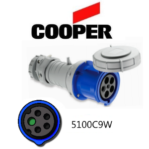 Cooper 5100C9W Connector -  100A, 220V - 250V, 4-Pole / 5-Wire, IEC60309