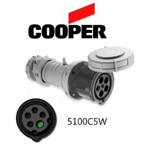 Cooper 5100C5W Connector -  100A, 600V, 4-Pole / 5-Wire, IEC60309
