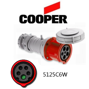 Cooper 5125C6W Connector -  125A, 220-380V 4-Pole / 5-Wire, IEC60309