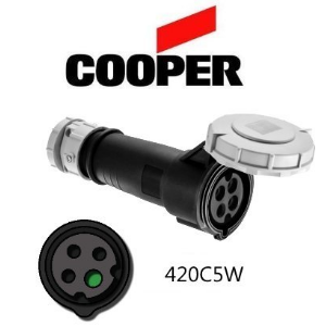 Cooper 420C5W Connector -  20A, 600V 3-Pole / 4-Wire, IEC60309