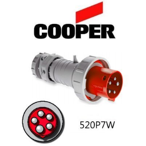 Cooper 520P7W Plug -  20A, 480V 4-Pole / 5-Wire, IEC60309