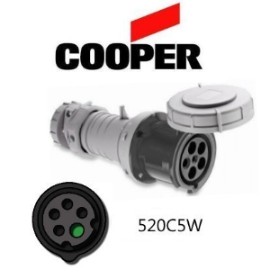 Cooper 520C5W Connector -  20A, 600V 4-Pole / 5-Wire, IEC60309