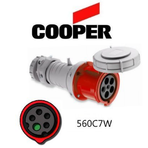 Cooper 560C7W Connector -  60A, 480V, 4-Pole / 5-Wire, IEC60309