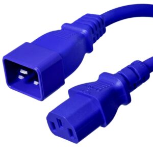 C20 to C13 Power Cords, Blue, 15A, 250V, 14/3 SJT