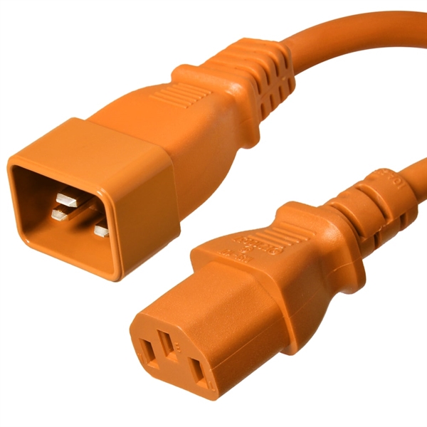 C20 to C13 Power Cords, Orange, 15A, 250V, 14/3 SJT