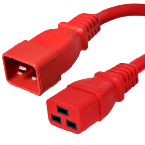 C20 to C19 Power Cords, Red, 20A, 250V, 12/3 SJT