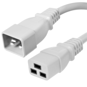 C20 to C19 Power Cords, White, 20A, 250V, 12/3 SJT