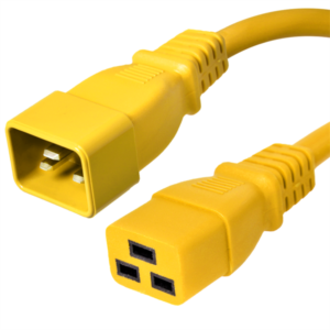 C20 to C19 Power Cords, Yellow, 20A, 250V, 12/3 SJT