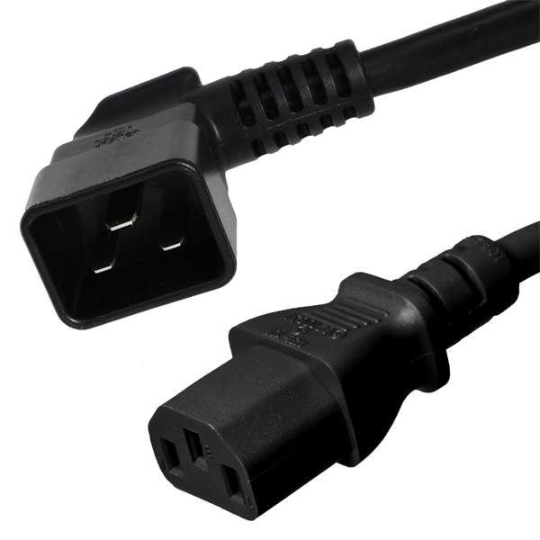 Left Angled C20 to C13 Power Cords,15A, 250V, 14/3 SJT