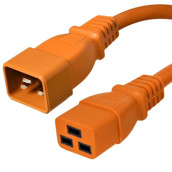 C20 to C19 Power Cords, Orange, 20A, 250V, 12/3 SJT