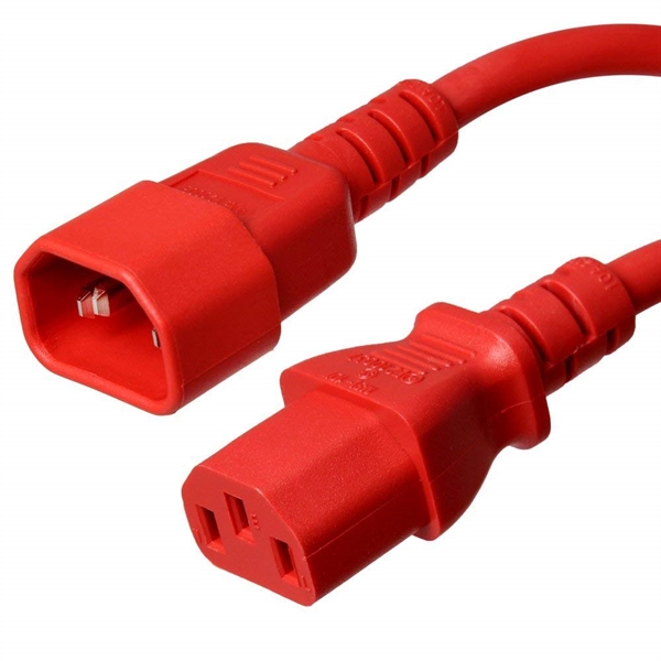 C14 to C13 Power Cords, Red, 10A, 250V, 18/3 SJT