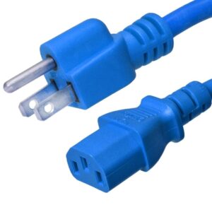 5-15P to C13 Power Cords, Blue, 15A, 125V, 14/3 SJT