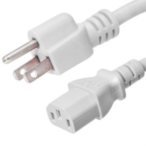 5-15P to C13 Power Cords, White, 15A, 125V, 14/3 SJT