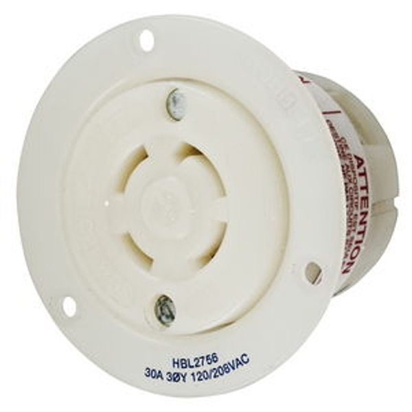 Hubbell L18-30R Twist-Lock® Flanged Outlet Rated for 30A/3ØY 120/208V