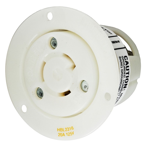 Hubbell L5-20R Twist-Lock® Flanged Outlet Rated for 20A/125V