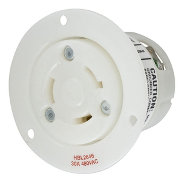 Hubbell L8-30R Twist-Lock® Flanged Outlet Rated for 30A/480V