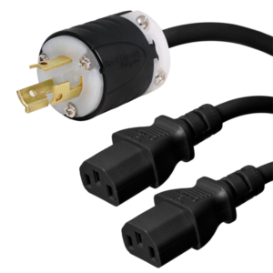 L6-15P to 2 x C13 Splitter Power Cords