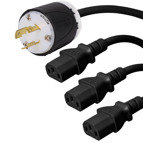 L5-20P to 3 x C13 Splitter Power Cords