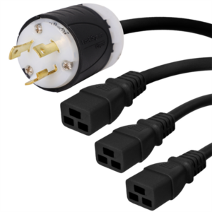 L5-30P to 3 x C19 Splitter Power Cords