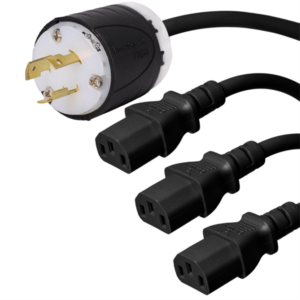 L6-20P to 3 x C13 Splitter Power Cords