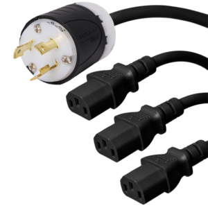 L6-30P to 3x C13 Splitter Power Cords