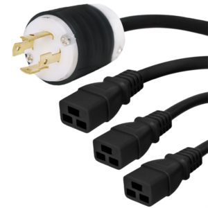 L15-30P to 3x C19 Splitter Power Cords