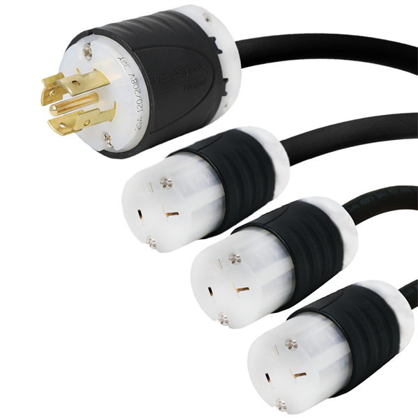 L21-20P to 3x 5-20R Splitter Power Cords – Locking Power Cords