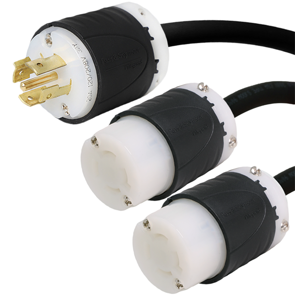 L21-20P to 2x L15-20R Splitter Power Cords