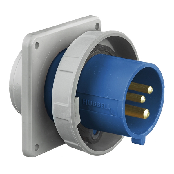 Hubbell HBL330B6W Pin and Sleeve Flanged Inlet Rated for 30A/250V