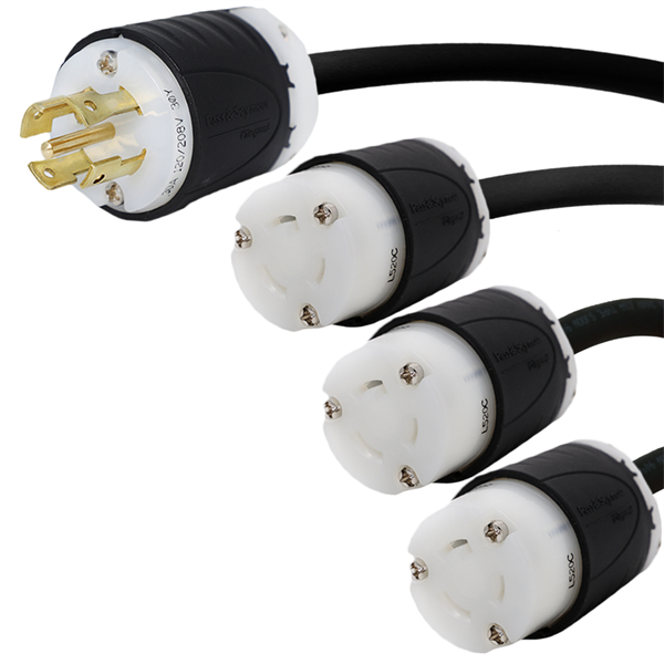 L21-30P to 3x L5-20R Splitter Power Cords