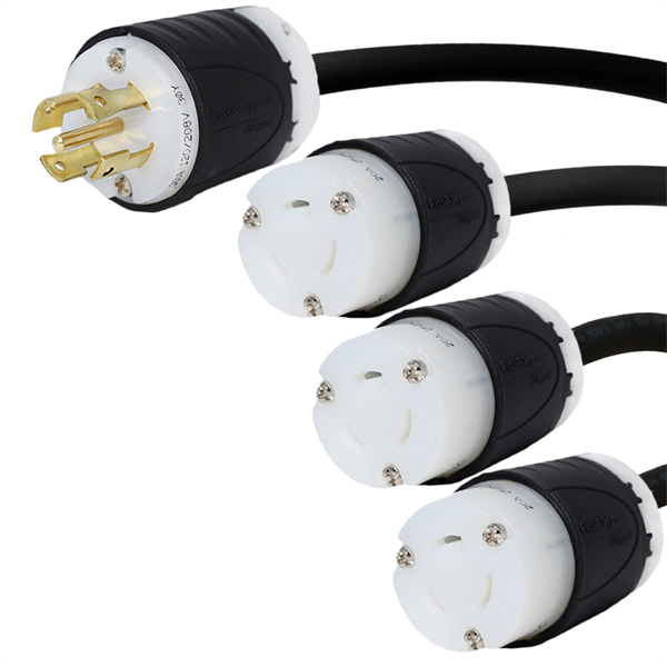 L21-30P to 3x L6-20R Splitter Power Cords