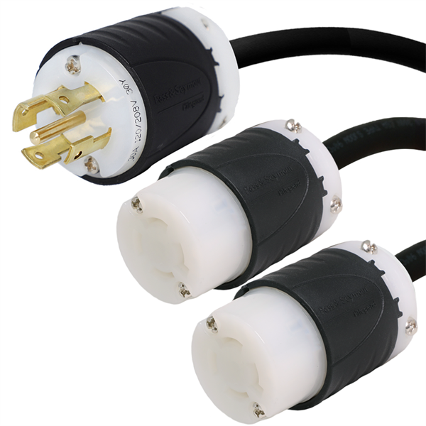 L21-30P to 2x L15-20R Splitter Power Cords