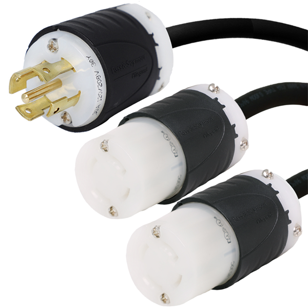 L21-30P to 2x L15-30R Splitter Power Cords