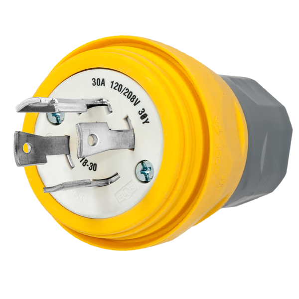 Hubbell HBL28W78 L18-30P Twist-Lock® Watertight Plug, 30A, 3ØY 120/208V