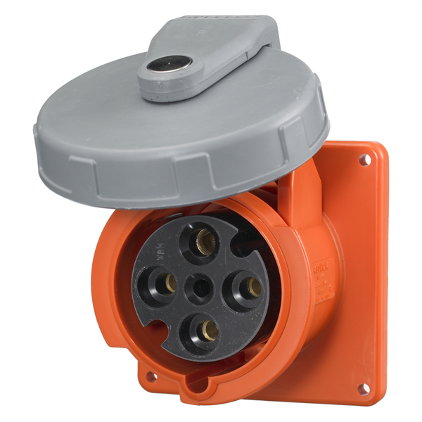 Hubbell HBL460R12W 60A, 125-250V, 3-Pole Pin and Sleeve Flanged Receptacle