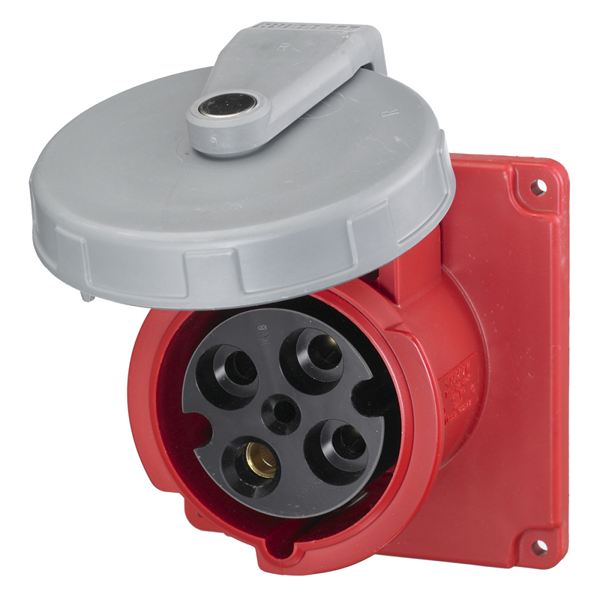 Hubbell HBL4100R7W 100A, 480V, 3-Pole Pin and Sleeve Flanged Receptacle