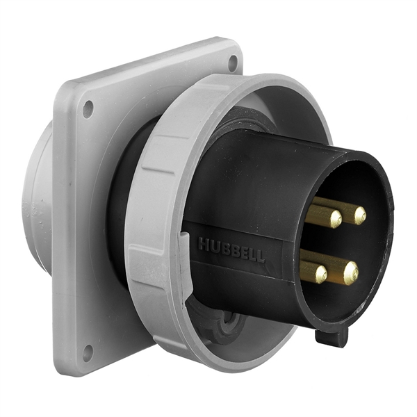 Hubbell HBL430B5W Pin and Sleeve Flanged Inlet Rated for 30A/3Ø 600V