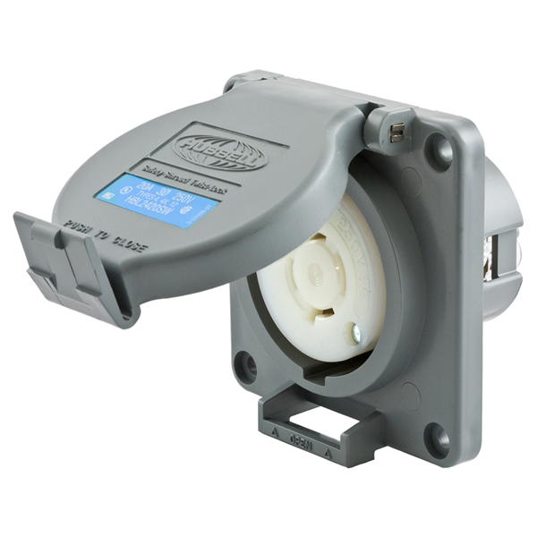 Hubbell L15-20R Shrouded Watertight Receptacle, 20A, 3Ø, 250V