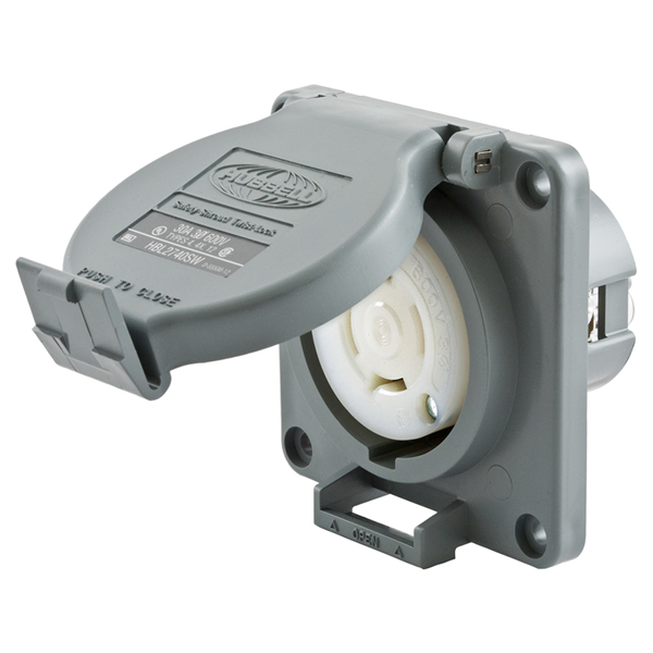 Hubbell L17-30R Shrouded Watertight Receptacle, 30A, 3Ø, 600V