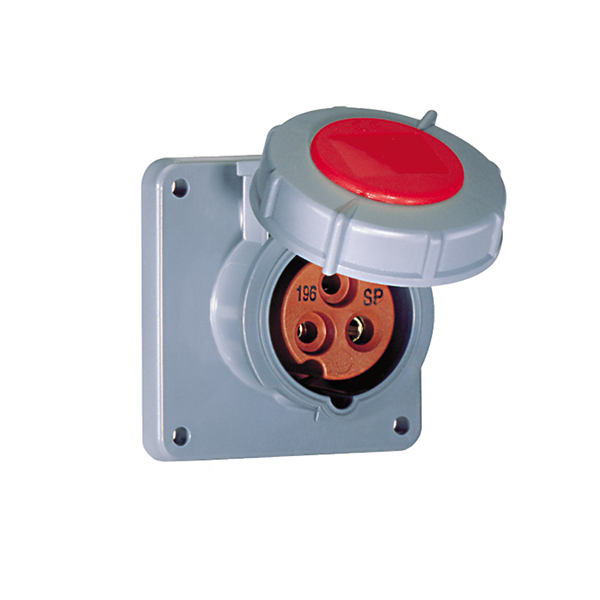 Mennekes ME520R7W 20A, 277-480V, 4-Pole Pin and Sleeve Flanged Receptacle