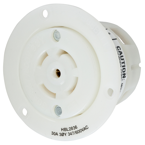 Hubbell L23-30R Twist-Lock® Flanged Outlet Rated for 30A/3ØY 347/600V