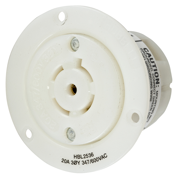 Hubbell L23-20R Twist-Lock® Flanged Outlet Rated for 20A/3ØY 347/600V