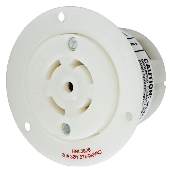 Hubbell L22-30R Twist-Lock® Flanged Outlet Rated for 30A/3ØY 277/480V