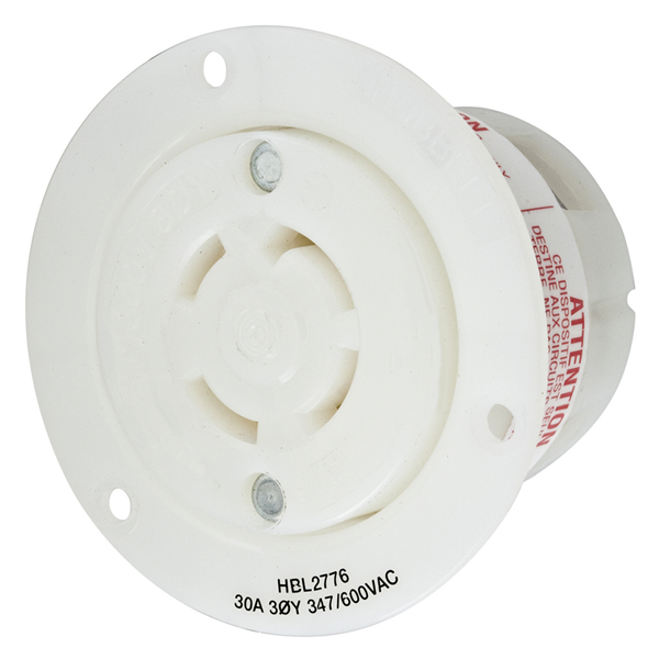 Hubbell L20-30R Twist-Lock® Flanged Outlet Rated for 30A/3ØY 347/600V