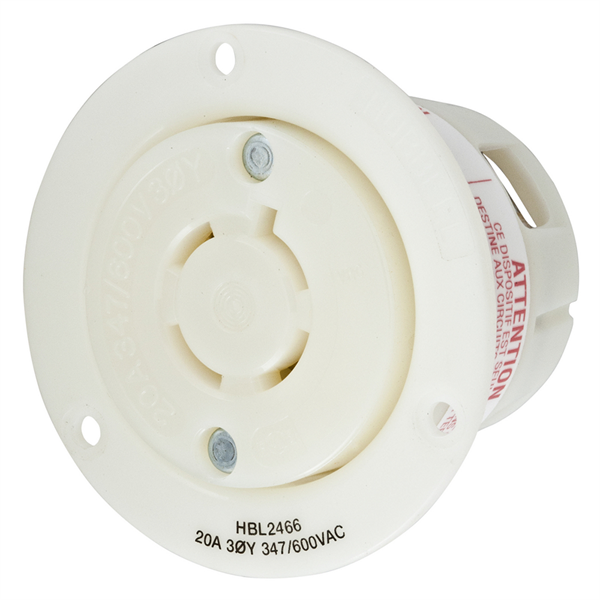 Hubbell L20-20R Twist-Lock® Flanged Outlet Rated for 20A/3ØY 347/600V