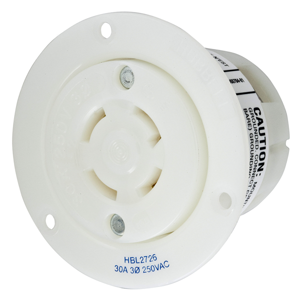 Hubbell L15-30R Twist-Lock® Flanged Outlet Rated for 30A/3Ø 250V