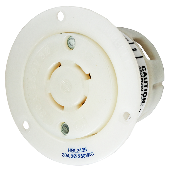 Hubbell L15-20R Twist-Lock® Flanged Outlet Rated for 20A/3Ø 250V